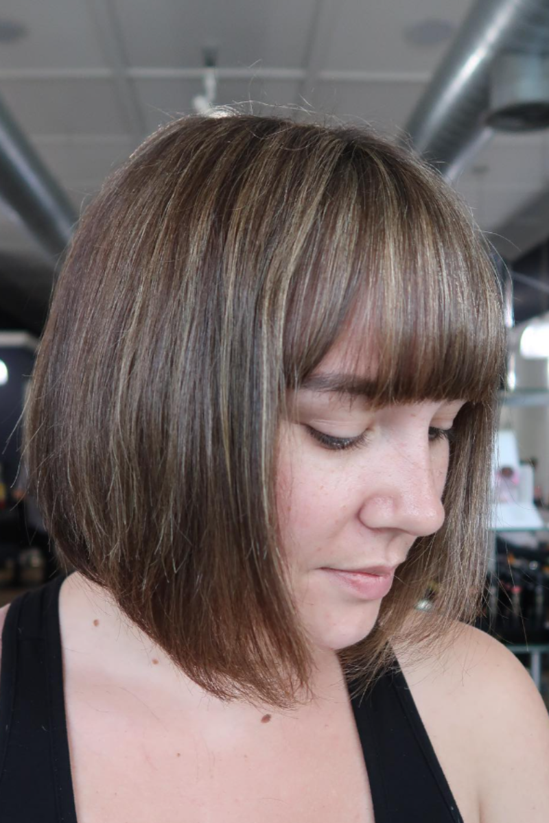 Bob with Bangs and Golden Highlights by Jason